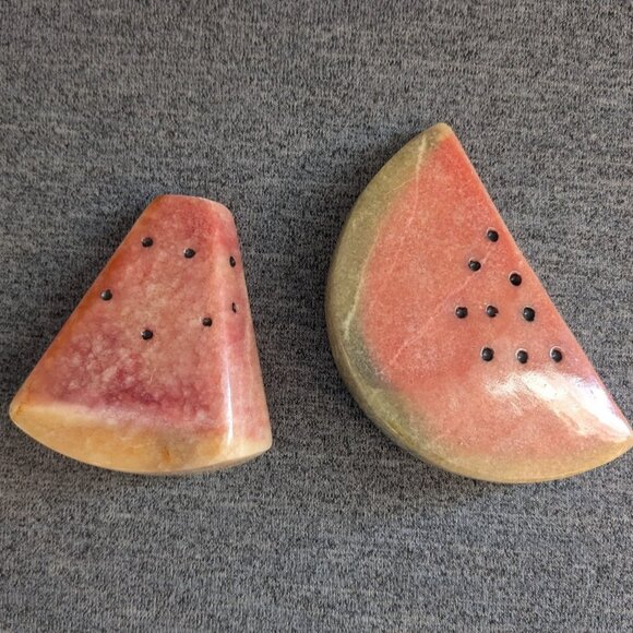 Other - Vintage MCM Alabaster/Marble Stone Watermelon Slice, Decor/Paperweight, Set of 2